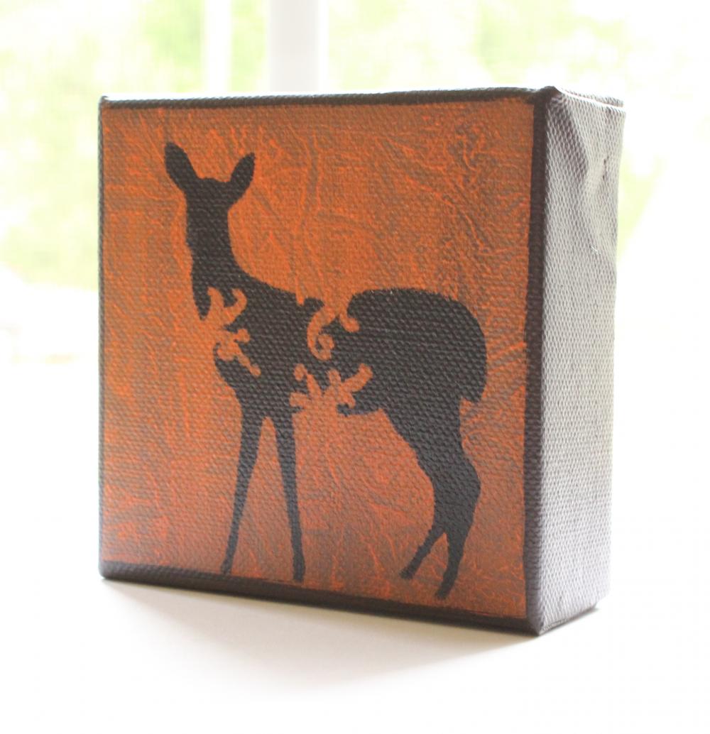 Deer In Burnt Orange- 4x4 Art Block